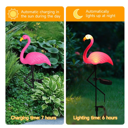 Solar Flamingo LED Light - Outdoor Courtyard Lamp - Waterproof Stake Light for Garden Pathway Decor - Solar Patio Ground Lantern