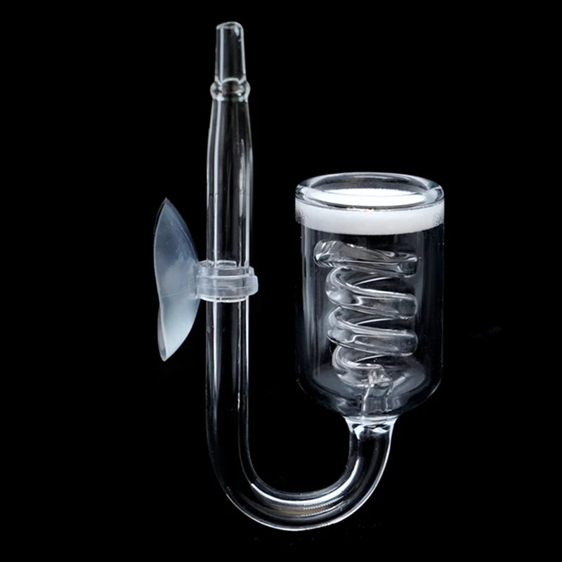 Glass CO2 Diffuser for Aquarium — Spiral Carbon Dioxide Atomizer with Suction Cup