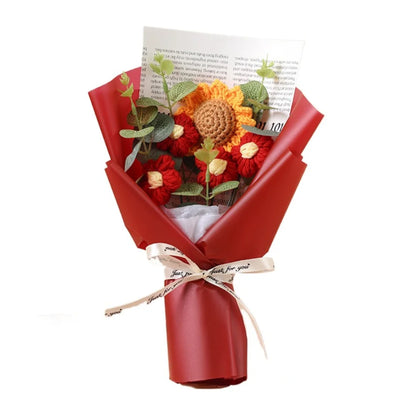 Handmade Artificial Flower Crochet Bouquet – Sunflower & Daisy Eternal Flowers, Anniversary, Mother’s Day & Birthday Gift