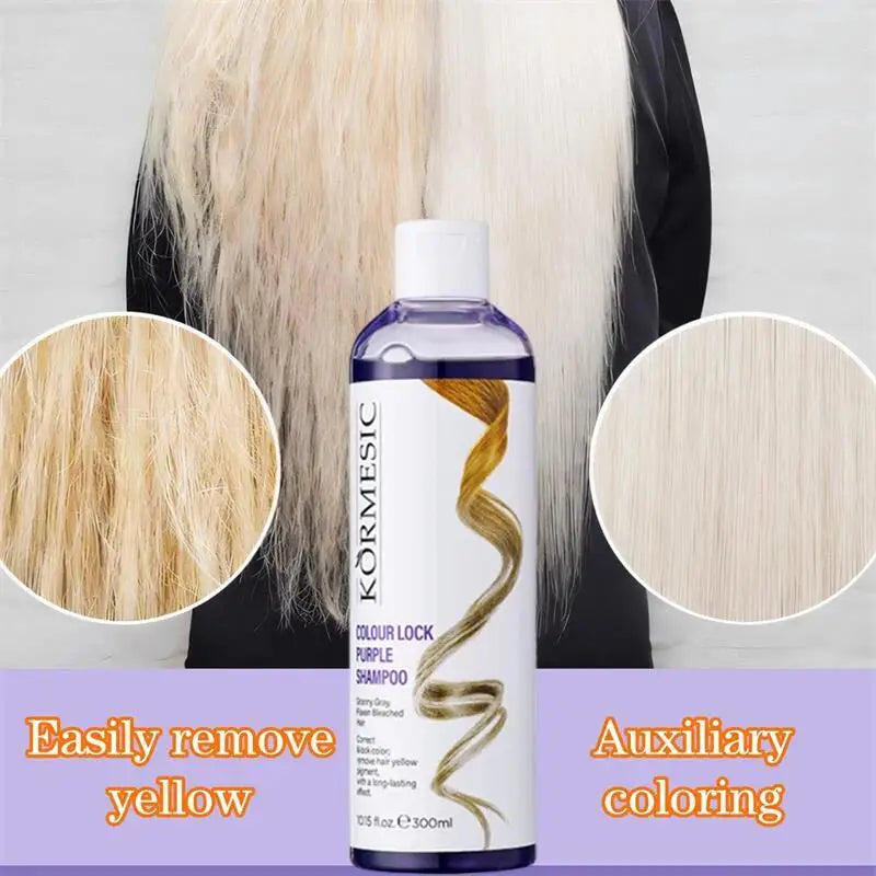 300ml Purple Color Fixing Shampoo – Long-Lasting Hair Dye, Gray Coverage, Fade Yellow After Bleach, Non-Irritating Hair Care