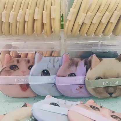 1-4PCS Cat Air Cushion Powder Puffs – Double-Sided Wet & Dry Foundation and Concealer Makeup Sponges