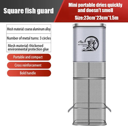 Collapsible Large Capacity Fishing Net – 150/200/250/300cm Portable Nylon Bait Storage Cage for Outdoor Fishing