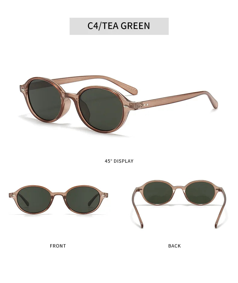 Retro Small Oval Sunglasses for Women & Men – Rivet Detail Luxury UV400 Fashion Eyewear Brand Oculus Gafas