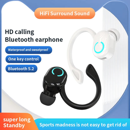 Wireless Bluetooth Earphones – HiFi Bass Ear-Hook Earbuds with HD Mic, Noise Cancelling, Waterproof Sports Gaming Headset