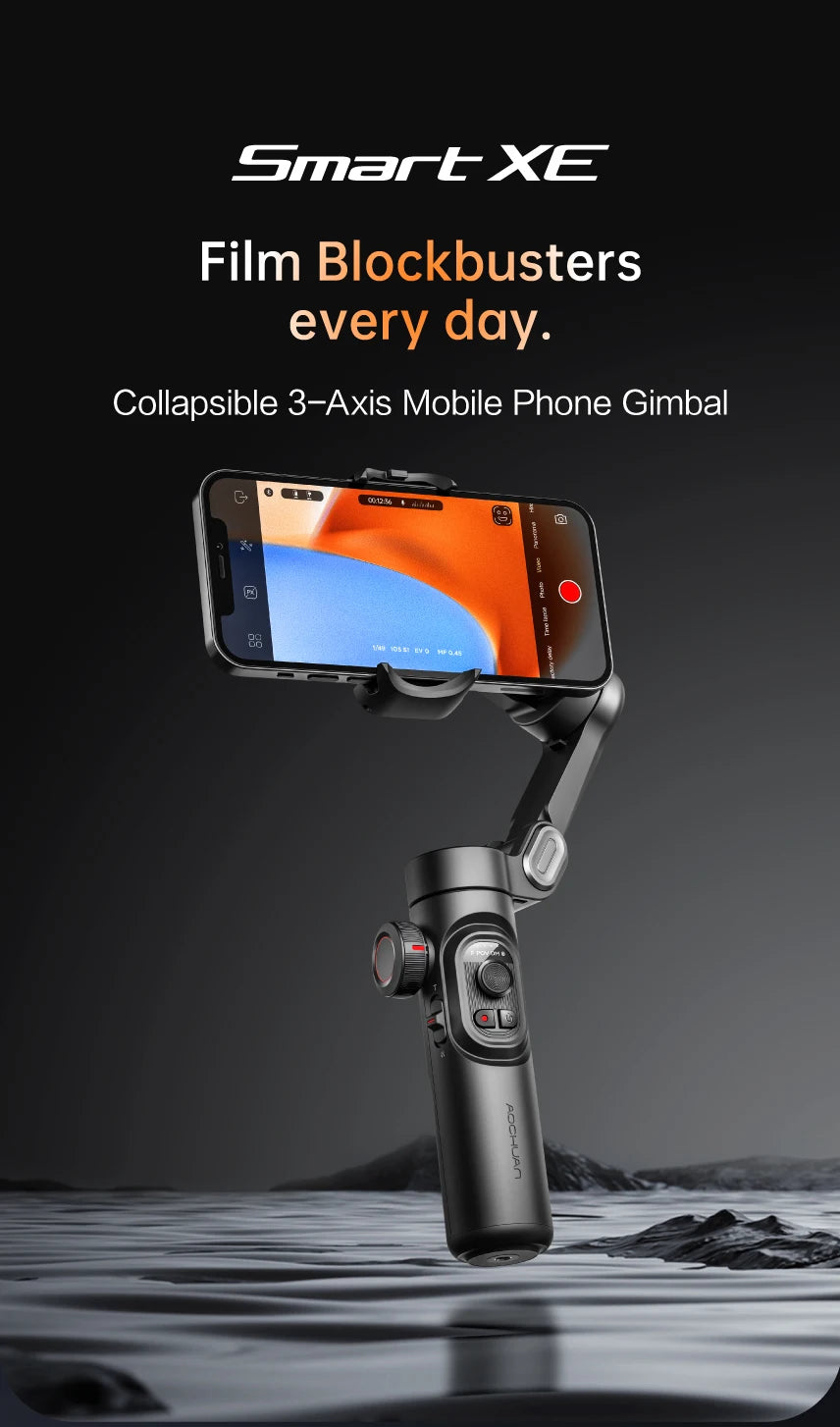 AOCHUAN 3-Axis Handheld Gimbal Stabilizer – SmartXE for iPhone & Android with AI Face Tracking for TikTok & Vlog
