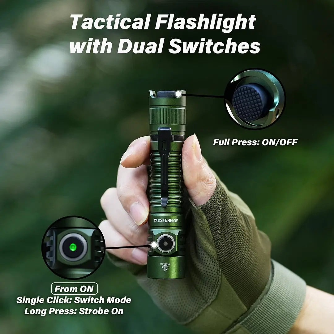 Sofirn SP31 V3.0 Tactical LED Flashlight — 2000LM SST40/519A USB-C Rechargeable 18650 Torch with Dual Switch