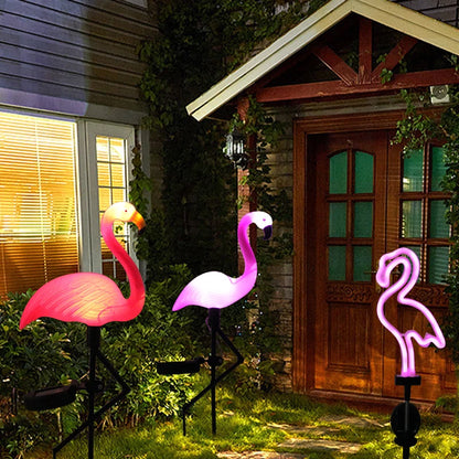 Solar Flamingo LED Light - Outdoor Courtyard Lamp - Waterproof Stake Light for Garden Pathway Decor - Solar Patio Ground Lantern