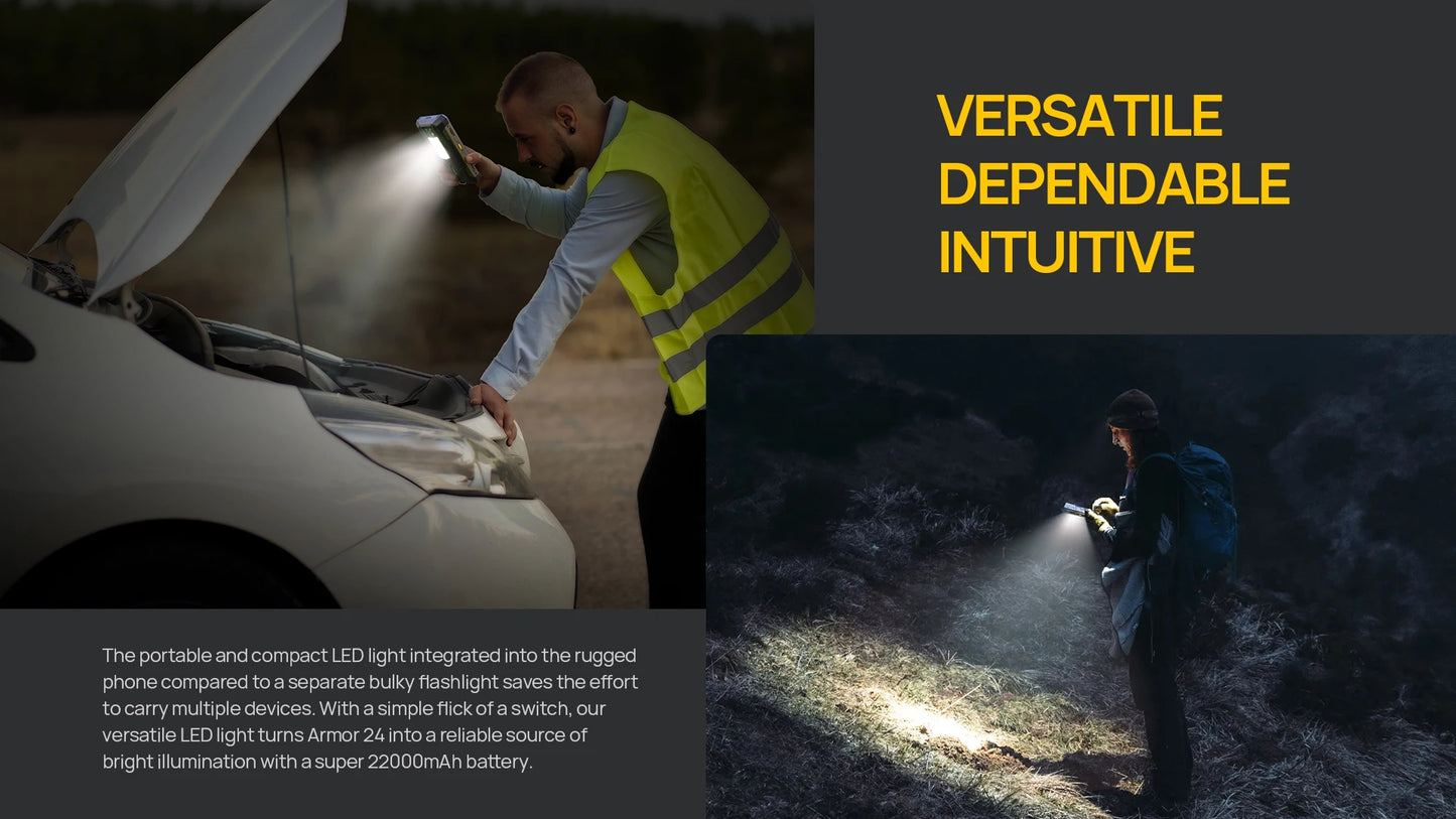 Ulefone Armor 24 Rugged Phone - 22000mAh, 24GB+256GB, 6.78" 120Hz Display, 64MP+64MP Camera, NFC, LED Light, Global Version