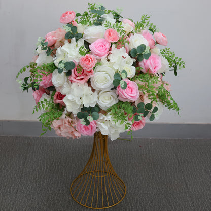 Large White/Blue Rose Flower Ball – 80-30cm Artificial Floral Bouquet for Wedding & Event Table Centerpiece Decoration