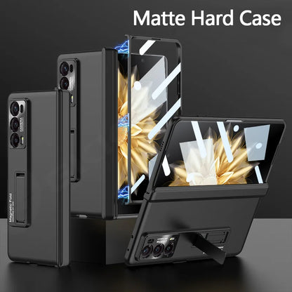 Original Honor Magic V2 Magnetic Hinge Case – Anti-Knock Matte Hard Cover with Outer Screen Glass Stand