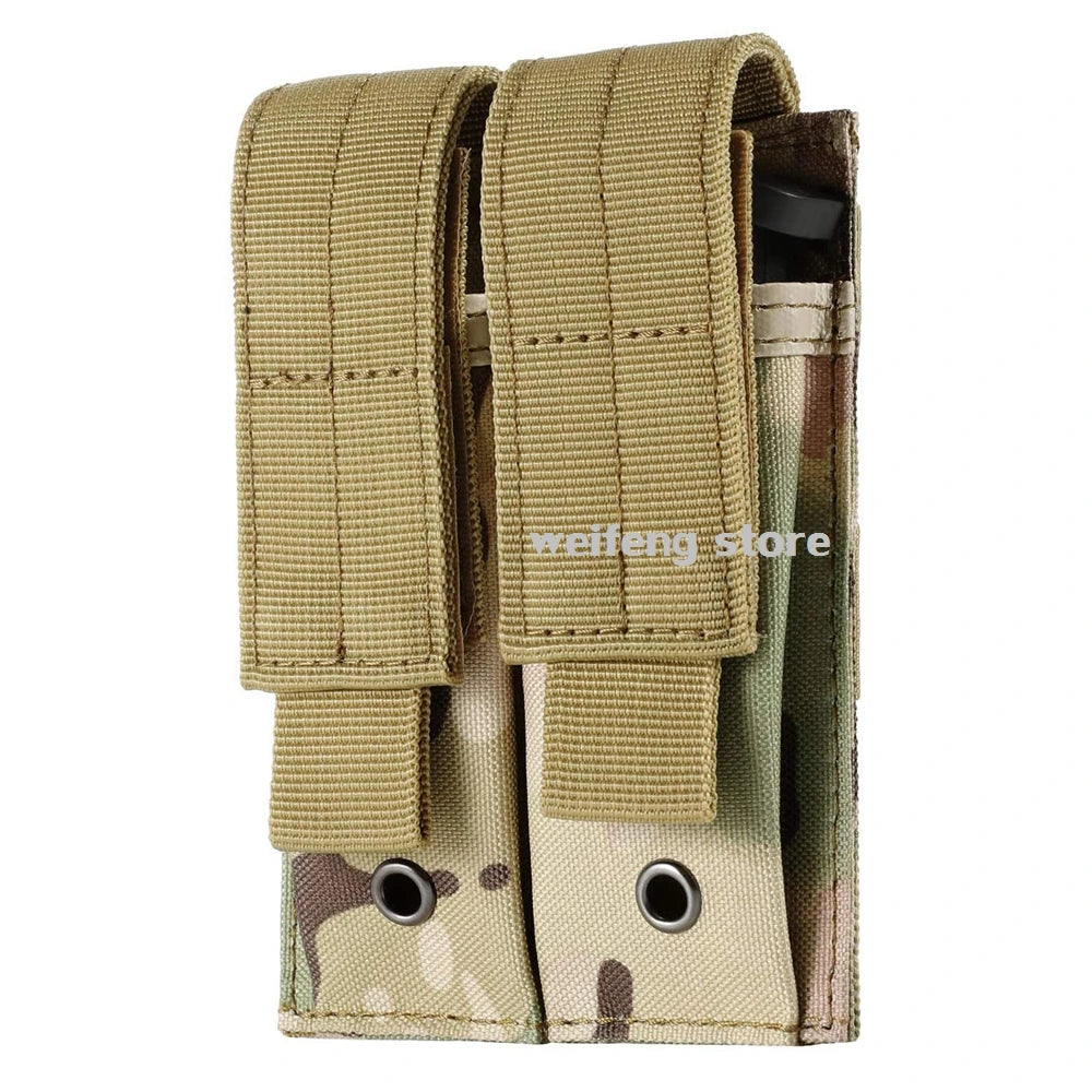 9mm Tactical Magazine Pouch - MOLLE Single & Double Mag Bag, Open-Top Pouch for Glock, M1911, 92F, Torch & Triple Bag