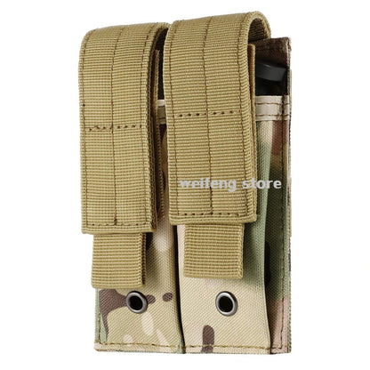 9mm Tactical Magazine Pouch - MOLLE Single & Double Mag Bag, Open-Top Pouch for Glock, M1911, 92F, Torch & Triple Bag