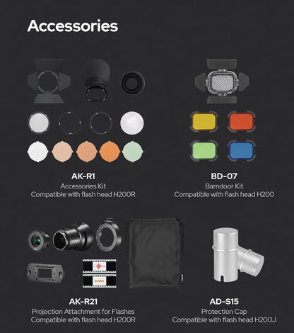 Godox AD200 Pro II Flash – 200Ws, 1/8000 HSS, 2980mAh Battery, 2.4G Wireless X System, Bi-Color Modeling Lamp Speedlight Flash