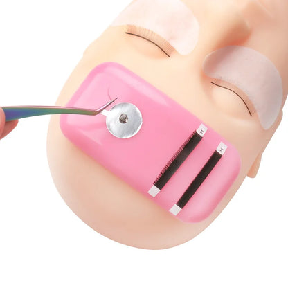 Eyelash Extension Forehead Sticker Pad – Silicone Pink Transparent Lash Tray & Pallet Holder for Makeup