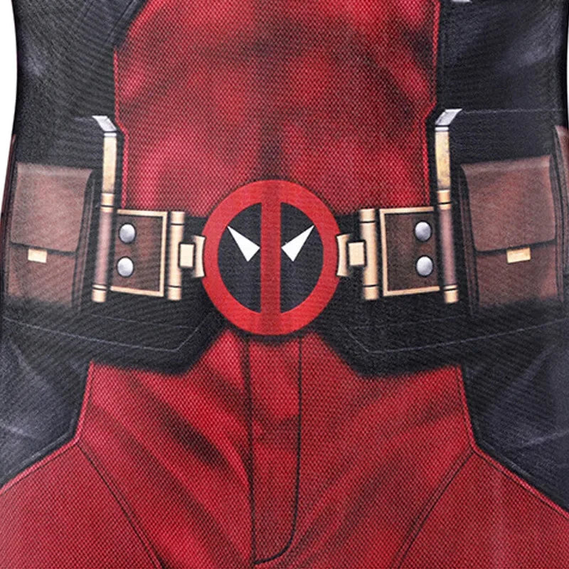 Adult & Kids Deadpool Cosplay Costume – Superhero Jumpsuit with Mask & Swords for Boys