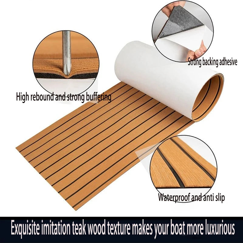2400×450×6mm EVA Foam Boat Flooring — Faux Teak Decking Sheet Pad in 4 Colors for Boat, Marine, Yacht & RV Deck Mat