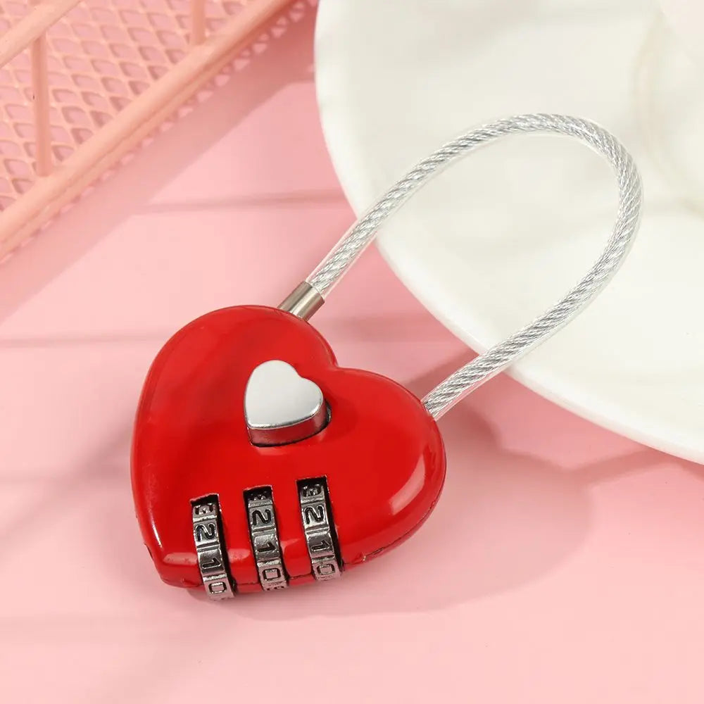 Heart-Shaped 3-Digit Password Lock – Travel Luggage & Suitcase Padlock for Security & Drawer Protection