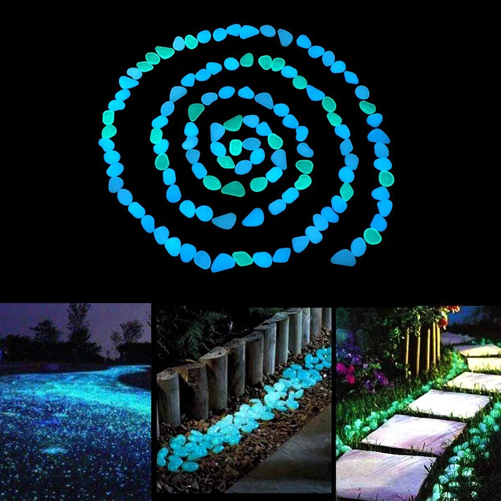 500 Piece Glow In The Dark Garden Pebbles: Luminous Stones for Yard and Walkways Decor - DIY Fairy Garden Rocks