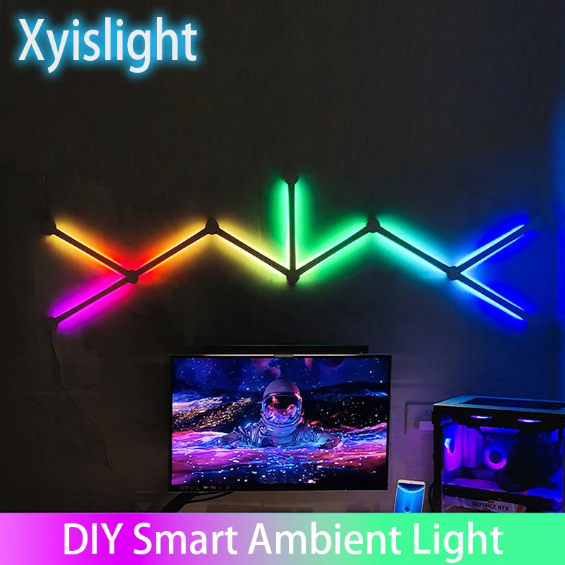 RGB Smart Wall Light - Splicing DIY Atmosphere Lamp, Voice-Controlled for Esports Room, Bedroom, & Bar Decoration