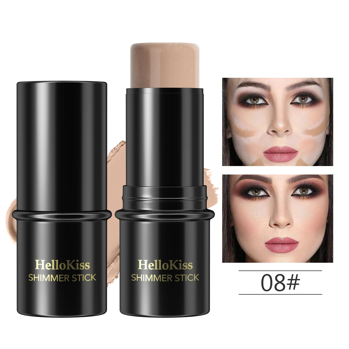 Face Brown Bronzer Contour Stick - Foundation Makeup Pen, Long-Lasting Smooth Contour, Shadow Blusher & Highlight Concealer Cosmetics