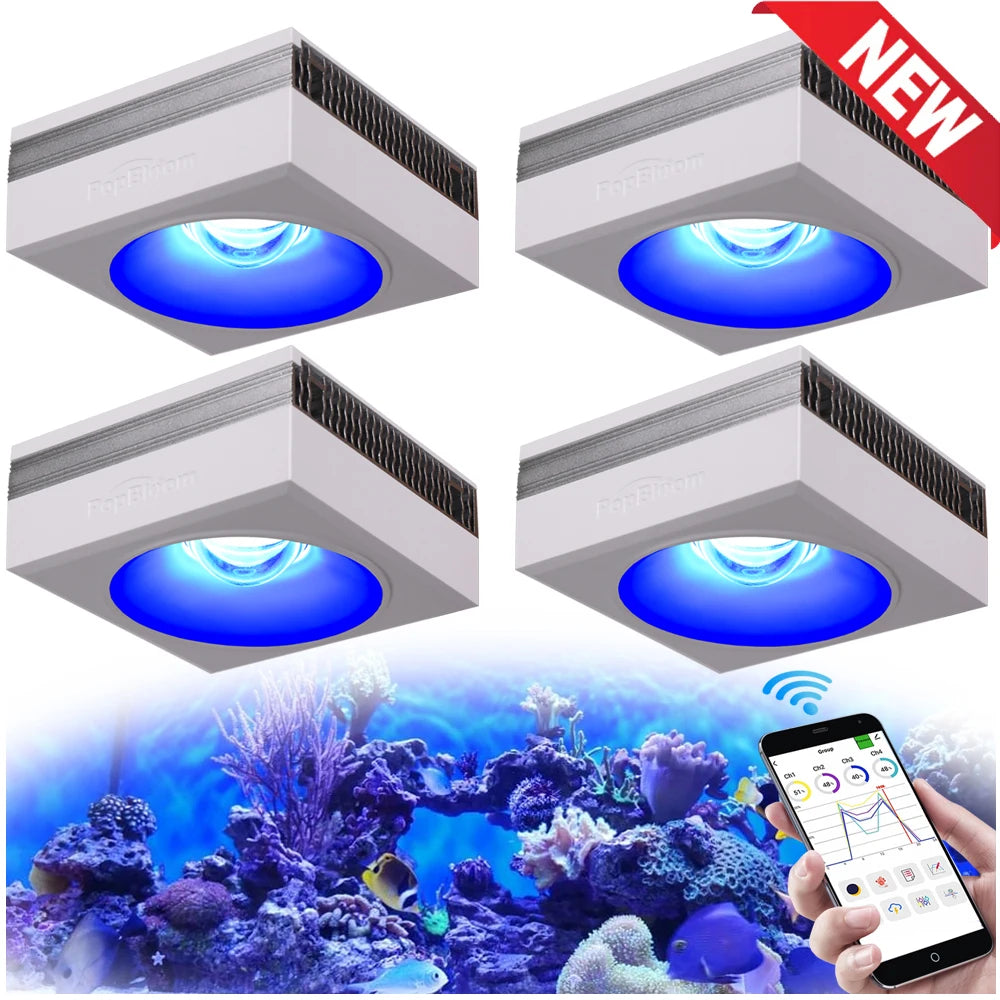 PopBloom RL90 WiFi LED Aquarium Light – Full Spectrum Reef Lamp for Saltwater Coral & Marine Tank Growth
