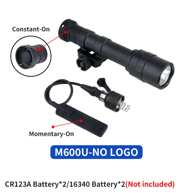 WADSN Surefire M300A Tactical Flashlight - Mini Weapon Scout LED Light, 20MM Rail Mount, Momentary & Constant-On Mode
