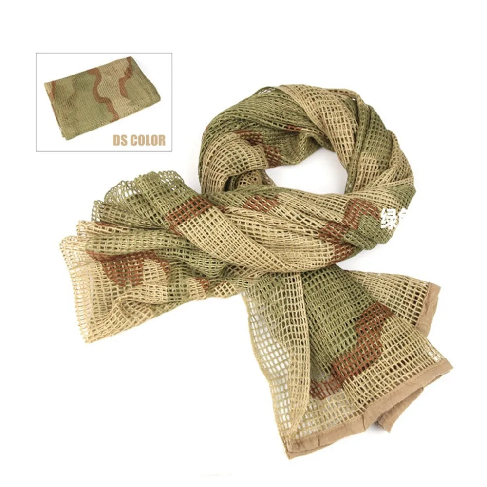 Camouflage Netting Tactical Mesh Scarf - Camo Scarf for Wargames, Hunting, Shooting, and Wild Photography