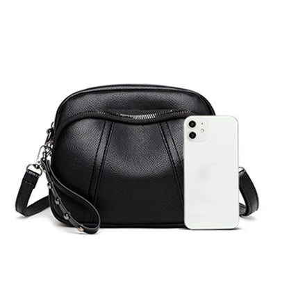 Women’s Solid Color Rivet Zipper Phone Bag – Soft Leather Small Square Shoulder & Crossbody Bag, Fashionable and Simple