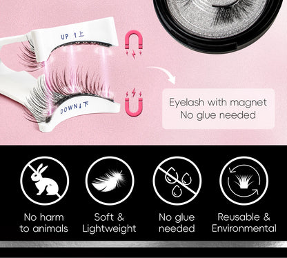 Vipuda Magnetic Eyelashes – Reusable Thick False Lashes with Magnets & Tweezer, Soft Eyelash Extensions
