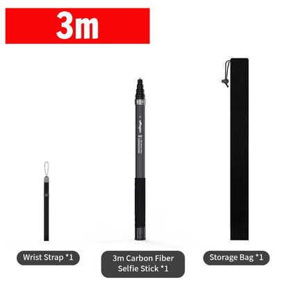 aMagisn 3M Invisible Selfie Stick - 1.2M Carbon Fiber Telescopic Monopod for DJI, GoPro, Insta360 X3/X4 Accessories
