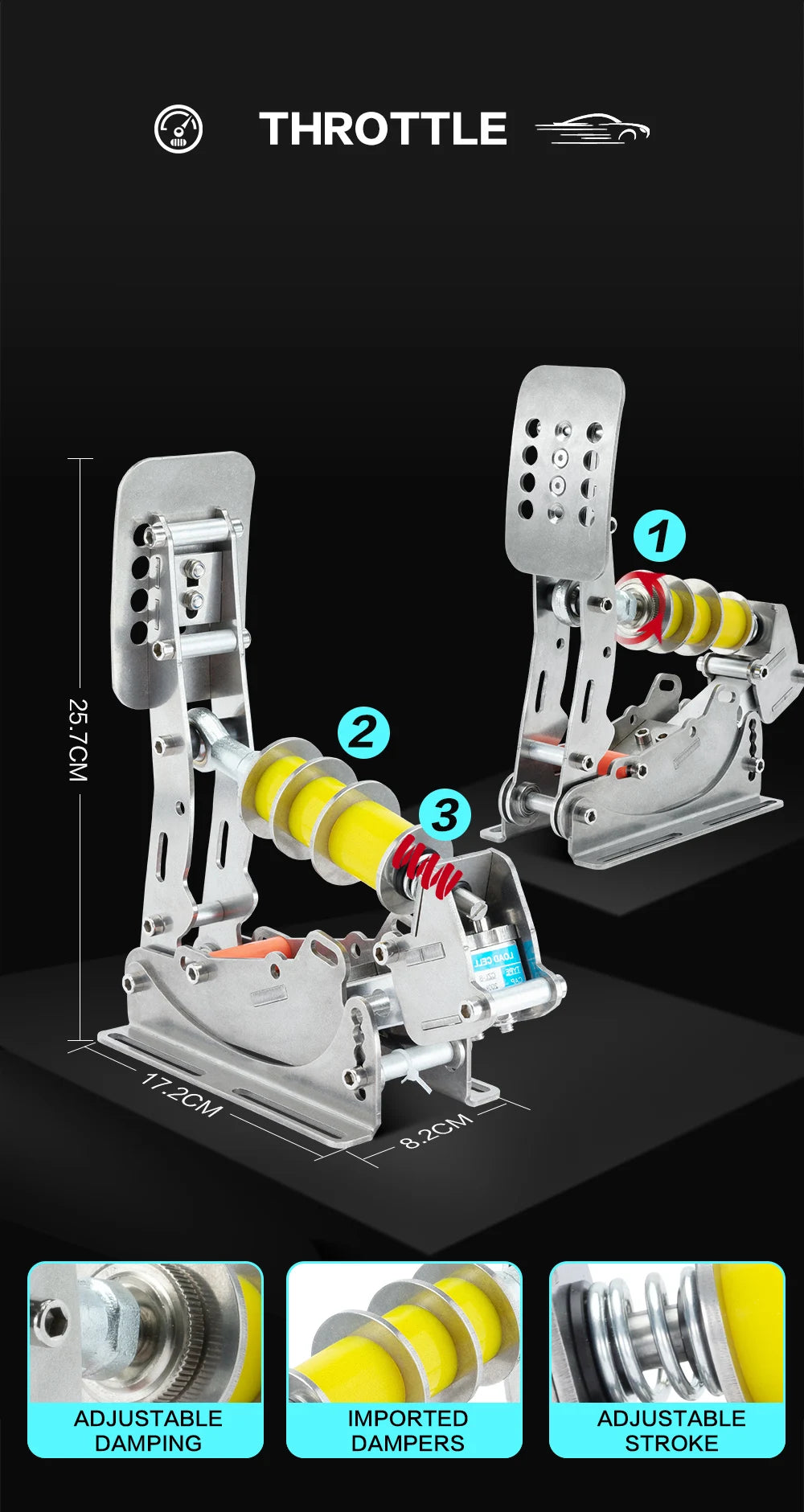 SIMJACK UT Sim Racing Pedals – PC Racing Simulator, Pressure Sensor Lo ...