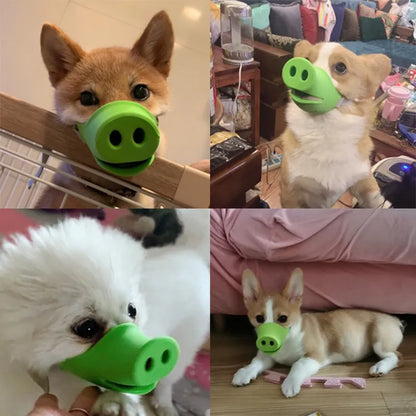 Adjustable Funny Pig Nose Dog Mouth Muzzle - Breathable Anti-Biting, Barking, and Eating Puppy Training Mask - Cute Pet Accessory