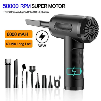 Portable Compressed Air Duster Blower Cleaner - USB Charging, High Power, Computer & Household Cleaning, Car Blower Cleaner