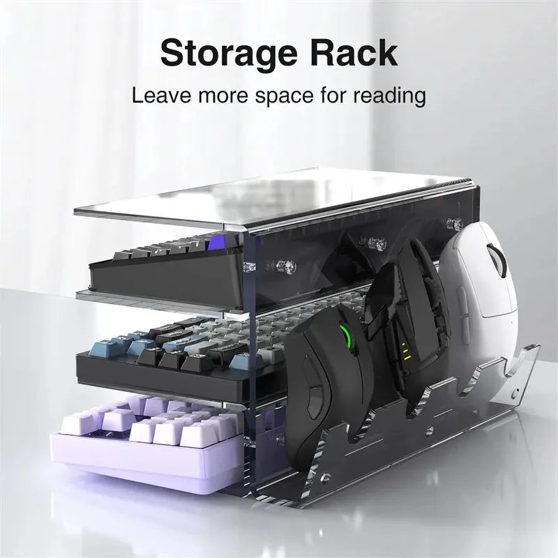 3-Tier Acrylic Keyboard Display Stand, Lightweight Frame Shelf for Keyboard Storage, Ideal for Study Rooms & Exhibition Halls