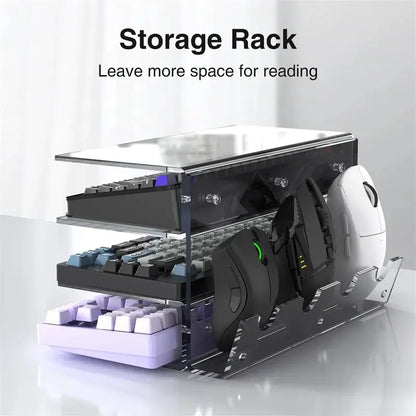 3-Tier Acrylic Keyboard Display Stand, Lightweight Frame Shelf for Keyboard Storage, Ideal for Study Rooms & Exhibition Halls