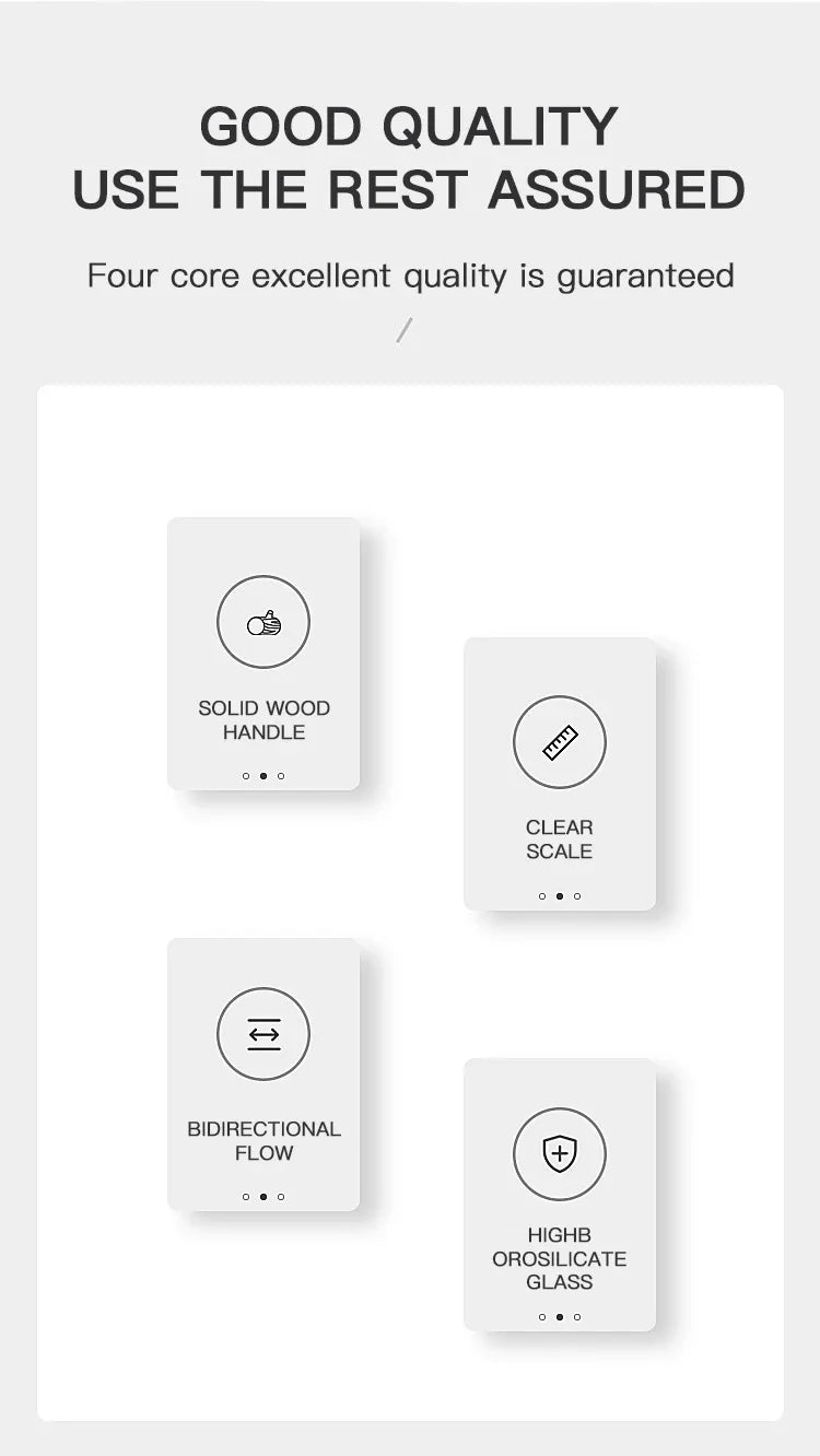 75ML Glass Coffee Measuring Cup with Wooden Handle — Espresso, Milk & Latte Transparent Cup with Scale, Kitchen Coffee Barista Tool