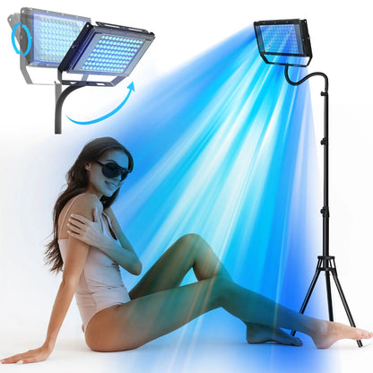 50W UV Tanning Lamp — Tripod Solarium with 48 Blue LEDs (460nm & 480nm) for Body Tanning & Skincare