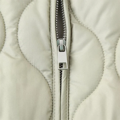 PB&ZA2024 Women's Autumn Cotton Jacket – Quilted Coat with Round Neck, Loose Fit & Pocket Decoration