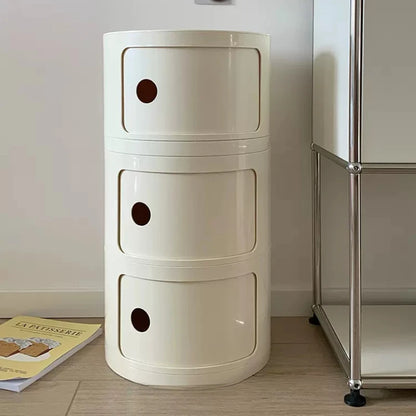 Nordic Minimalist White Bedside Table – Modern Round Plastic Side Cabinet, Small Creative Storage Unit