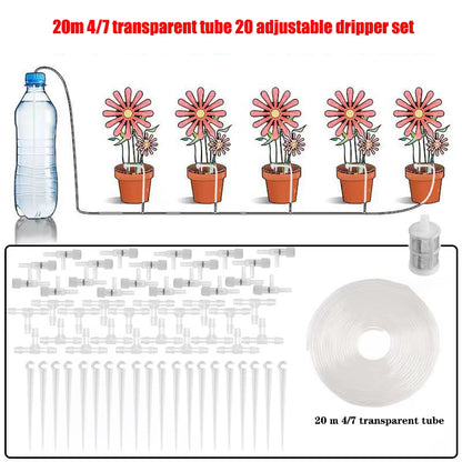Garden Drip Irrigation Kit — Water-Saving Micro Dripper System with Regulating Valve and 4/7mm Hose for Potted Plants and Greenhouse