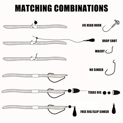 Soft Bait Senko Worms – 10cm/14cm, 10-15pcs Bag Wacky Stick Fishing Lures for Bass & All Fish