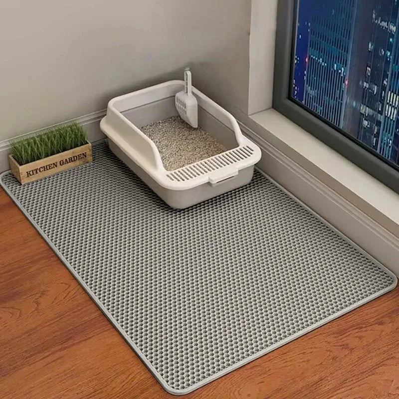 Double-Layer Large Cat Litter Mat – Anti-Splash, Sand-Filtering Floor Protector for Cats