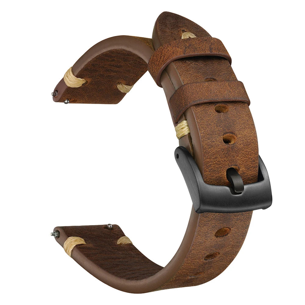 Genuine Leather Watch Straps - Vintage Italian Distressed Smart Watch Bands 20mm & 22mm for Men