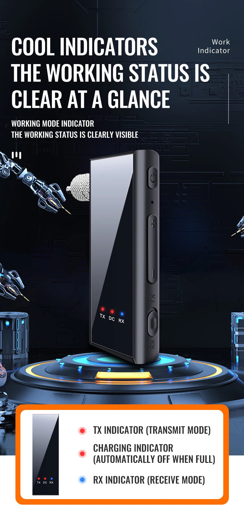 Bluetooth 5.4 Audio Transmitter Receiver – 3.5mm AUX Wireless Adapter with Mic & TF Card Support for Car, TV, PC