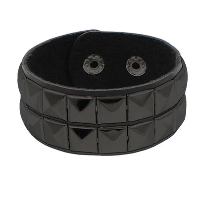 New Punk Fashion Black Leather Cuff Bracelet for Men & Women - Rivets Stud Charm Wristband Bangle, Gothic Jewelry 2024