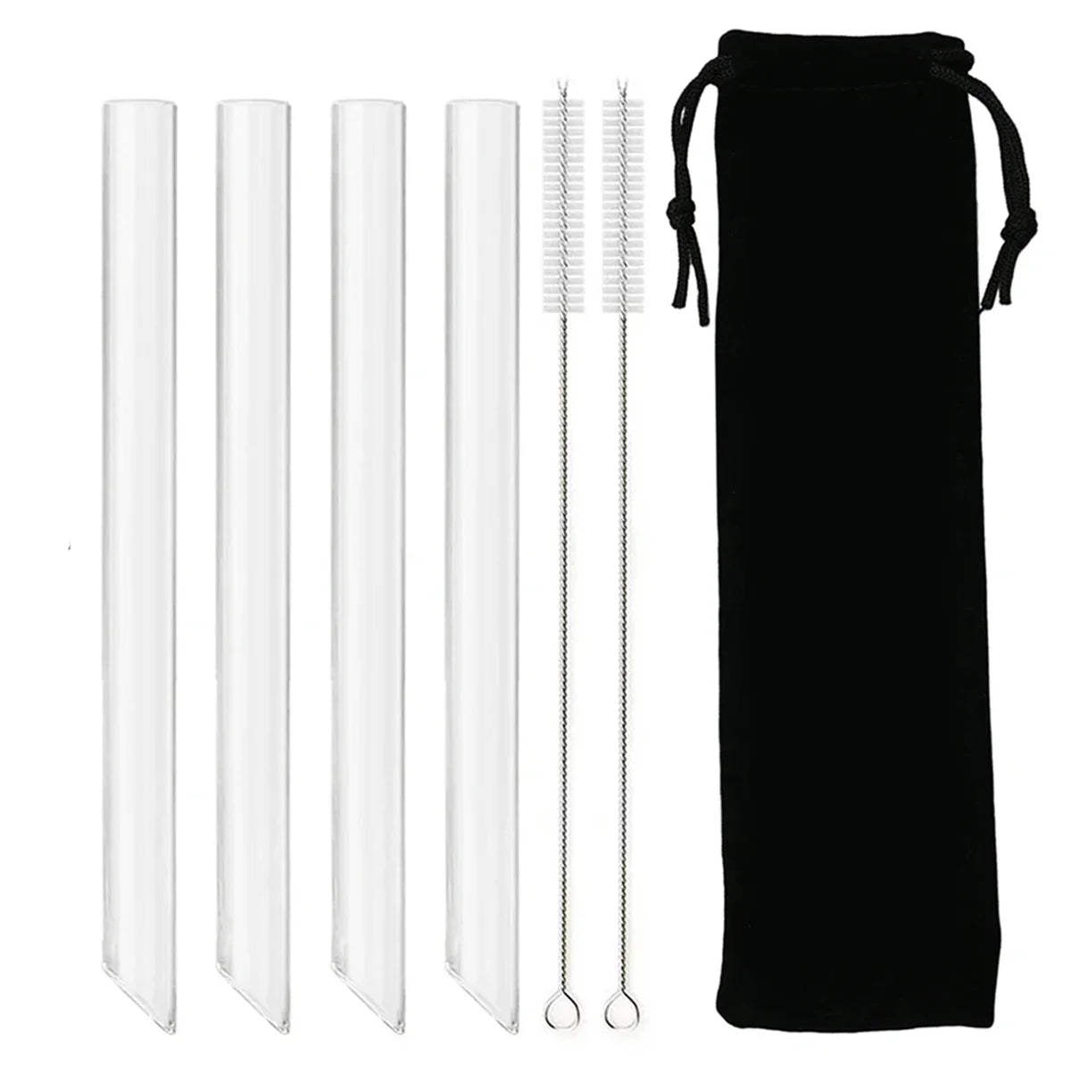 12/14mm Reusable Glass Drinking Straws — High Borosilicate, Straight Straws for Boba, Bubble Tea, Milkshakes, Smoothies, Fruit Cocktails, Bar Use