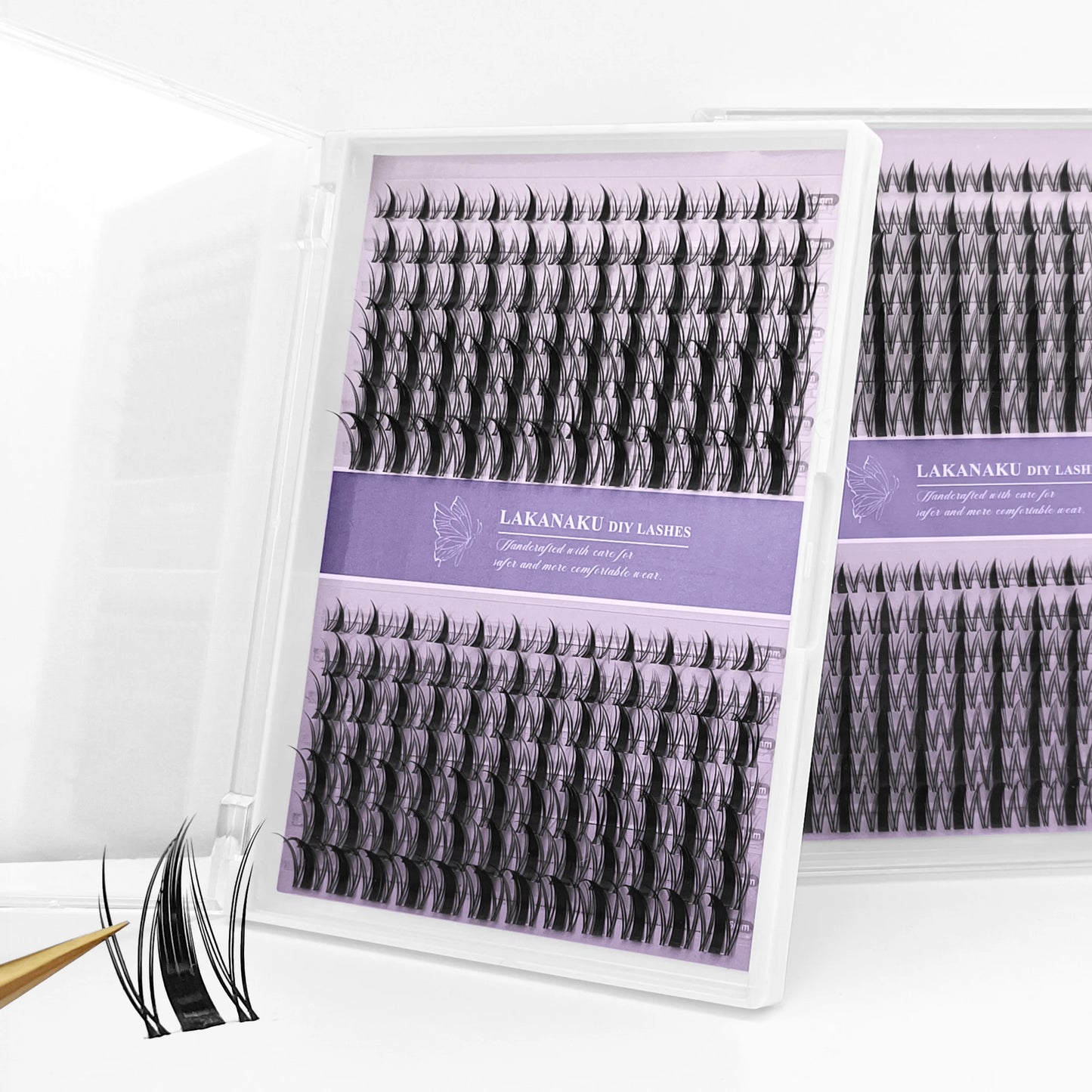 LAKANAKU Invisible Bond Lash Fairy Cluster – Wispy Manga & Manhua Style DIY Eyelash Fans