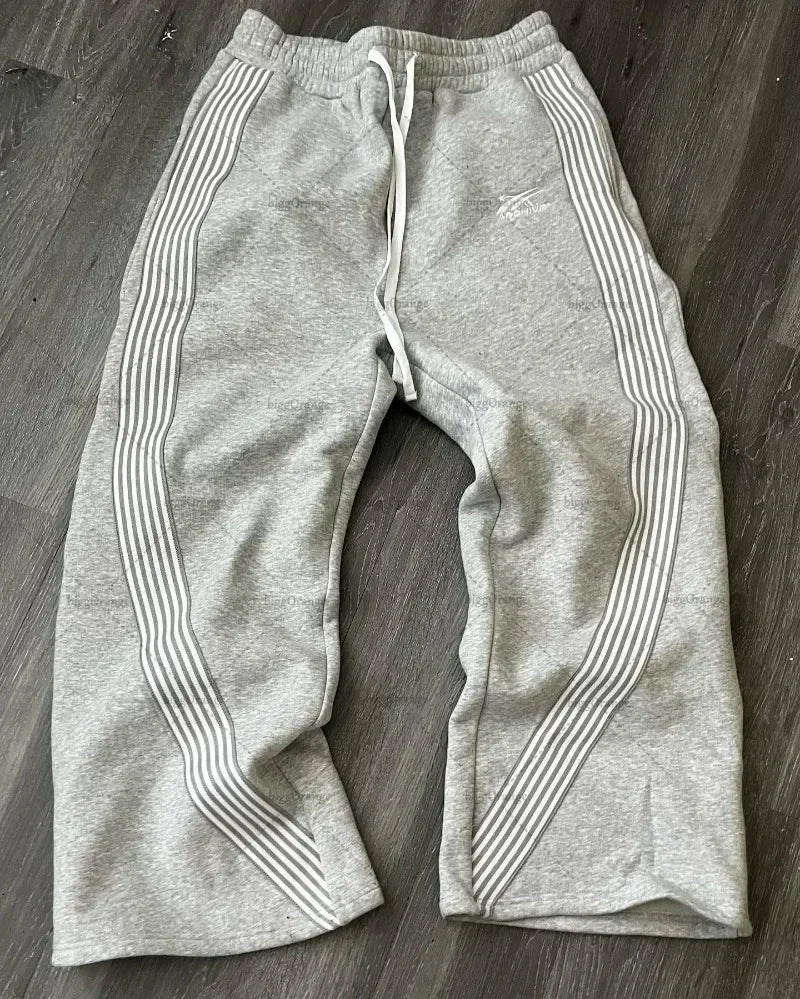 American Y2K Gothic Hip Hop Sweatpants for Men – Retro Double Layer Baggy Joggers with Elastic Waist