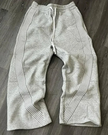 American Y2K Gothic Hip Hop Sweatpants for Men – Retro Double Layer Baggy Joggers with Elastic Waist