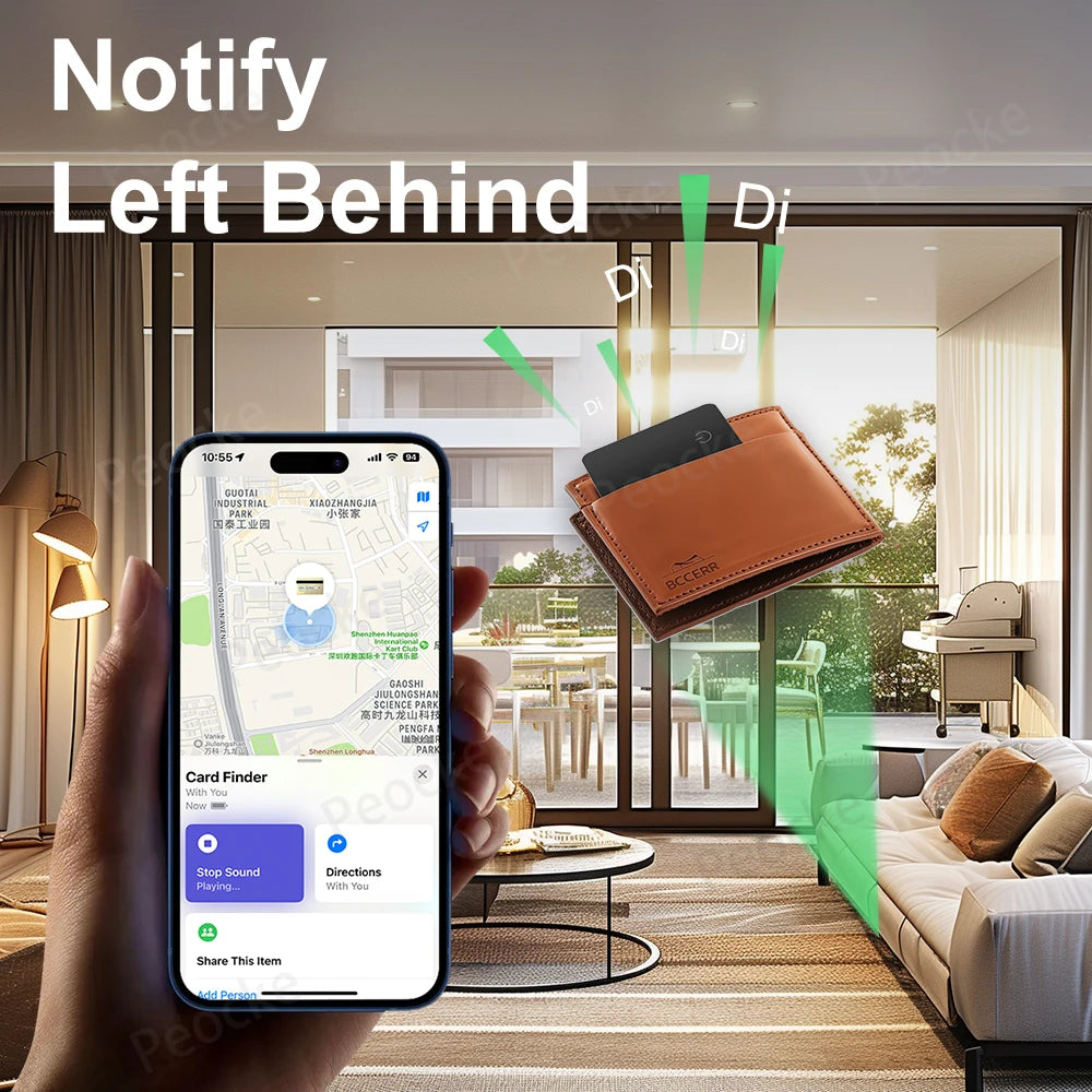 Ultra-Thin Wallet Anti-Loss GPS Tracker Card – Bluetooth Smart Tag with Wireless Charging, IP67 Waterproof for iPhone